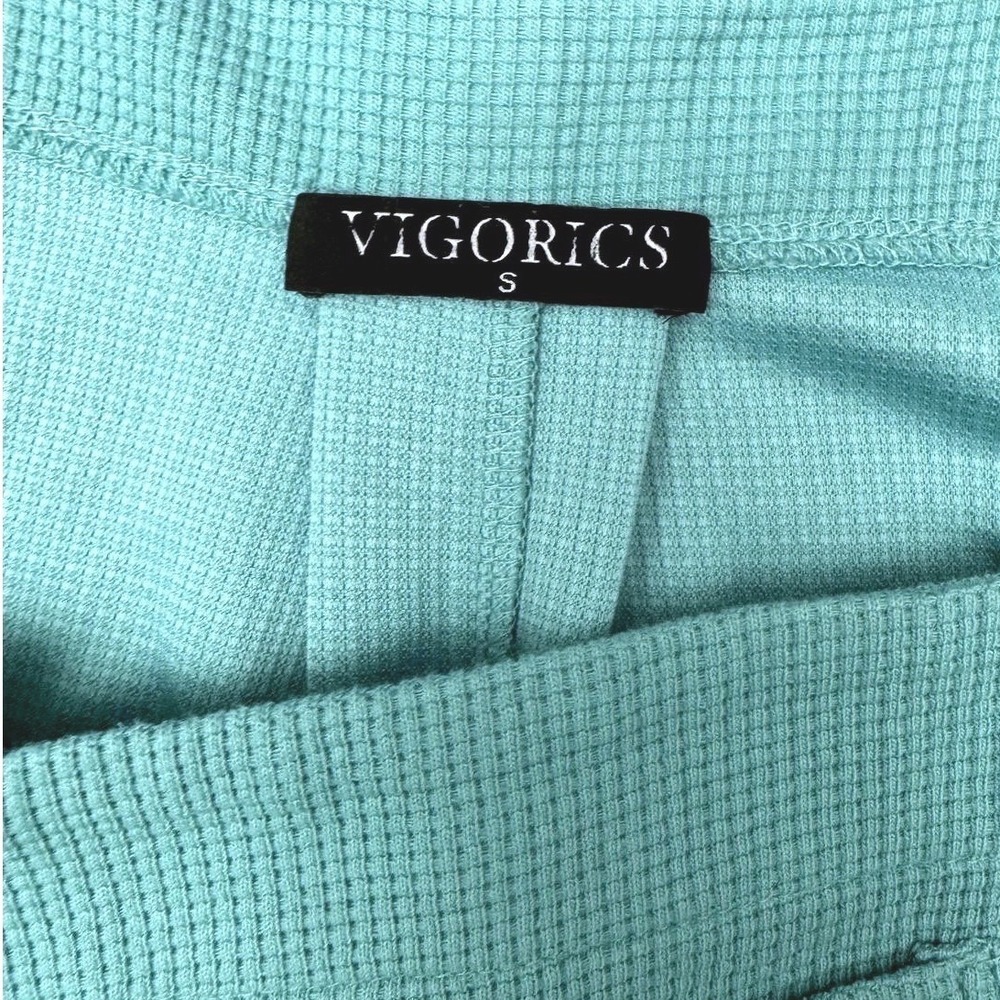 Vigorics Waffle Knit Bib Overalls Relaxed Mint Green Size S Shortalls Romper - Picture 3 of 4